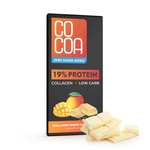 Czekolada biała proteinowa mango z kolagenem bez dodatku cukrów 65 g - COCOA