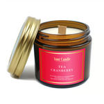 Świeca sojowa zapachowa z drewnianym knotem Tea Cranberry 120 ml - YOUR CANDLE