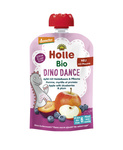Mus tańczący dinozaur (jabłko-borówka-śliwka) bez dodatku cukrów bezglutenowy BIO 100 g – Holle
