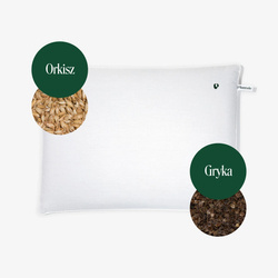 Poduszka do spania złuską gryki i orkiszu dla dorosłych biała (45 x 60 cm) - Plantule Pillows